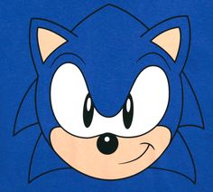 sonic the hedgehog face on a blue t - shirt with black eyes and ears