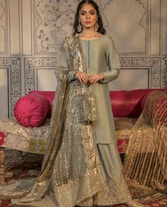 Blue Kameez, Faiza Saqlain, Organza Styles, Sheer Dupatta, Asian Clothes, Desi Fits, Raw Silk Fabric