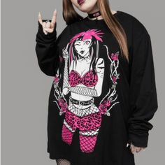 Peace I'm Out Of My Head Graphic Tee Got You Playing Mind Games. This Long Sleeve Tee Has An Oversized Fit, A Crew Neckline, A Cartoon Graphic Print, And Ribbed Trim. Oversized Harajuku Long Sleeve T-shirt, Oversized Long Sleeve Harajuku Tops, Emo Long Sleeve T-shirt For Alternative Fashion, Emo Style Long Sleeve T-shirt, Oversized Long Sleeve Punk T-shirt, Emo Long Sleeve Graphic T-shirt, Harajuku Style Long Sleeve Graphic T-shirt, Edgy Oversized Top For Alternative Fashion, Emo Long Sleeve Tops For Streetwear