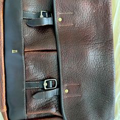 Bison Leather Messenger Bag With Dust Bag And Detachable Shoulder Strap. Never Used! Discontinued! Perfect Condition. Designer Tan Flap Bag For Everyday Use, Designer Business Bag With Flap, Designer Business Bags With Flap, Designer Tan Flap Bag For Travel, Designer Tan Satchel With Removable Pouch, Designer Tan Satchel For Travel, Luxury Tan Satchel For Travel, Designer Brown Flap Bag For Travel, Designer Saddle Bag With Removable Pouch For Travel