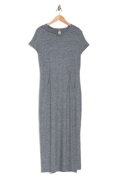 A fixed hood furthers the comfort of a laid-back maxi crafted from soft and stretchy fabric with side pockets for hands-free outings. Fixed hood Short sleeves 90% modal, 10% spandex Hand wash, dry flat Made in the USA of imported fabric Casual Gray Stretch Maxi Dress, Fitted Gray Casual Maxi Dress, Gray Stretch Maxi Dress For Spring, Casual Longline Dress For Loungewear, Spring Stretch Gray Maxi Dress, Casual Stretch Midi Dress Longline, Casual Longline Stretch Dresses, Casual Stretch Longline Dresses, Casual Stretchable Maxi Dress With Side Slits