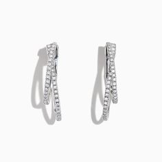 Effy Pave Classica 14K White Gold Diamond Earrings, 0.58 TCW Small Diamond Rings, Beautiful Diamond Earrings, Diamond Tops, Gold Diamond Hoop Earrings, White Gold Diamond Earrings, Pave Diamond Earrings, Flawless Diamond, Platinum Earrings, White Gold Sapphire