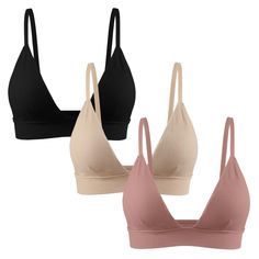 PRICES MAY VARY. Fabric: Made of high-quality nylon and spandex of great softness and elasticity, breathable and skin-friendly to wear. Stylish Design: Knit ribbed triangle bralette with deep V neck, easy to match different clothes Easy Fit: Removable pads and adjustable straps design makes this bra easy to fit Size: Multiple sizes for you to choose, please check the size chart carefully before your purchase to ensure that you take the most appropriate size. Wash Care: We recommend hand washing Solid Stretch V-neck Bra, Low-cut Stretch Sports Bra, Solid Color Low-cut Seamless Bra, Solid Color Seamless Low-cut Bra, Padded Stretch Bra, Seamless Stretch Sports Bra With Triangle Top, Padded Stretch Bra In Solid Color, Stretch Padded Bra In Solid Color, V-neck Stretch Bra With Soft Touch