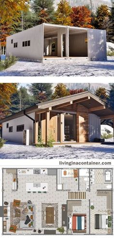 two story house plans with garage and living quarters in the front, side and back