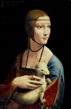 a painting of a woman holding a lamb