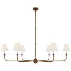 Visual Comfort - TOB 5452AG-L - Six Light Chandelier - Piaf - Antique Gild Thomas O'brien, Recessed Downlights, White Brass, Metal Chandelier, Chandelier Style, Light Architecture, Chandelier In Living Room, Linen Shades, Visual Comfort