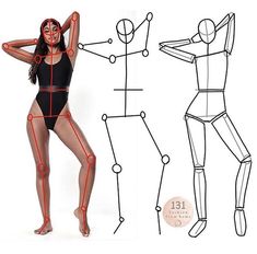 a woman in a bodysuit is shown with lines drawn on her chest and arms