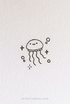 a drawing of a jellyfish with bubbles coming out of it's back end