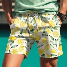 Category:WE-Pants; Season:Summer; Fabric:Polyester; Gender:Men's; Style:Hawaiian,Casual; Elasticity:Micro-elastic; Occasion:Beach,Holiday; Fit Type:Regular Fit; Function:Quick Dry; Waistline:Mid Waist; Pattern:Fruit; Design:with Mesh lining,3D Print,Elastic Waist,Drawstring; Pants Type:Swim Shorts,Swim Trunks,Board Shorts; Fly Type:Elasticity,Drawstring; Front page:FF; Listing Date:01/05/2024; Production mode:External procurement; Hips:; Length:; Waist:; Fit US Size:; Fit UK Size:; Fit EU Size:; Lemon Graphic, Mens Printed Shorts, Seaside Style, Holiday Beach, Mens Boardshorts, Hawaiian Style, Print Shorts, Type Of Pants, Baggy Fits