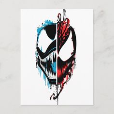 an image of a spiderman face with paint splattered on it