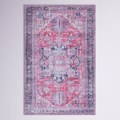 This area rug showcases a motif that draws on Persian patterns and lends a boho air to your dining space or living room. A central medallion design shows off geometric elements and a deep navy and pink hue, with just the right amount of distressing for a lived-in vibe that we love. Power-loomed from cotton and chenille, it has a 0.2" low pile height that makes it just right for areas with high foot traffic. We recommend pairing it with a rug pad to keep it from shifting and sliding on your floor Rug Navy, Serapi Rug, Persian Pattern, Navy Rug, Pink Area Rug, Medallion Design, Floral Area Rugs, Transitional Area Rugs, Red Area Rug