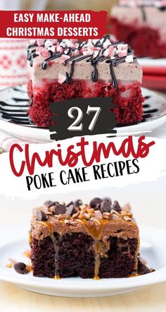 christmas poke cake recipe with text overlay that reads 27 christmas poke cake desserts