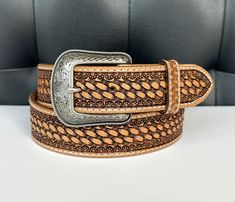 1) cowboy Stainless steel buckle 2) 100% full grain genuine leather. 3) Custom engrave option. 4) 1-1/2" WIDE 5) Belt thickness 3.2 mm - 1/8" thickness 6)  Easy Snap System for Interchanging Buckles This is a Tooled Western Floral Engraved Leather Belt 100% Genuine Full Grain Cowhide with Snaps 1-1/2" Wide and a Cowboy Stainless Steel Buckle Personalized Belt that serves as a great gift for your loved one. You can choose to personalize this belt, making it an Engraved Belt. This is a handmade western leather belt. Engraved Leather Western Belt, Western Style Engraved Leather Belt, Hand Tooled Leather Belt Buckles For Ranch, Custom Engraved Leather Belt Buckles, Western Leather Embossed Belt Buckles, Hand Tooled Leather Belt Buckles For Rodeo, Western Belt Buckles For Rodeo, Hand Tooled Leather Belts For Western-themed Events, Engraved Western Belt For Ranch