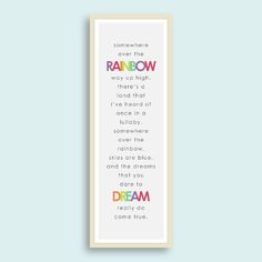 a bookmark with the words rainbow on it