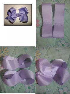 three pictures of different types of purple bows