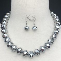 Stunning Hematite Bead Necklace And Earring Set. 19-22" Adjustable Necklace. All Jewelry Is New And Comes In Jewelry Pouch Or Gift Box. Bundle 4 Or More Items Receive Free Shipping. Other Listings, Chic, Boho, Classy, Glass, Beads, Sterling Silver, Stainless Steel, Tropical, Oceanic, Coastal, Traditional, Rainbow, Colors, Blue, Green, Red, Black, Silver, Orange, Pink, Purple, Yellow, Clear, Modern, Gothic, Natural, Stone, Crystal, Gemstone, Durable, Unique, Gift, Nature, Natural, Ring, Necklace, Adjustable Faceted Silver Necklace, Adjustable Silver Faceted Beaded Necklace, Silver Faceted Beads Necklace For Party, Silver Necklaces With Faceted Beads For Party, Silver Crystal Necklace With Spacer Beads As Gift, Gray Round Beads Jewelry For Party, Gray Round Bead Jewelry For Parties, Silver Beaded Necklaces With Faceted Beads, Adjustable Faceted Silver Crystal Necklace