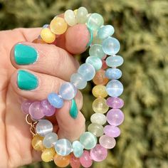 Pastel Rainbow Gemstone Necklace, Gem Candy Jewelry, Candycore Accessories, Pastel Goth Gifts, Fairycore Fashion, Easter Gifts by BeadSnobBoutique on Etsy Gem Candy, Fairycore Fashion, Goth Gifts, Candy Jewelry, Charm Holder, Rainbow Gemstones, Rainbow Necklace, Dyed Silk, Hand Dyed Silk