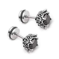 Mens Stainless Steel Black CZ Stud Earrings Punk Retro Dark Shadow Earrings 2Pcs | eBay Black Emo Earrings For Gift, Black Metal Emo Earrings, Emo Metal Earrings For Gift, Black Pierced Emo Earrings, Emo Style Metal Earrings For Gift, Nickel-free Black Punk Earrings, Black Nickel-free Punk Earrings, Nickel Free Black Piercings Gift, Black Punk Plug Earrings As Gift