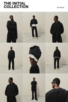 a man in all black poses for the cover of his album, the initial collection