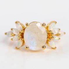 Rainbow Moonstone and Opal Candy Crush Ring | Local Eclectic Tennis Jewelry, Dream Future, Local Eclectic, Solid Gold Earrings, Rainbow Moonstone Ring, Vermeil Jewelry, Necklace Box, Black Jewelry, Rings Cool