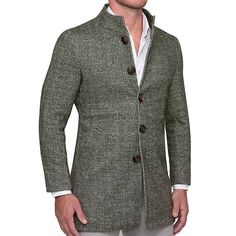 Stretch Jackets: Performance Fabric, Athletic Fit Herringbone Overcoat, Performance Fabric, Athletic Fits, Herringbone, My Style, Green, Fabric, How To Wear