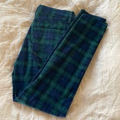 Nwot Perfect For Fall! Plaid Blue Pants Outfit, Blue Pants Outfit, Plaid Trousers, Green Jumpsuit, Blue Pants, Green Plaid, Pants Outfit, Pant Jumpsuit, Blue Green