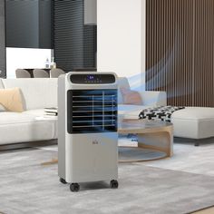 an air conditioner sitting in the middle of a living room