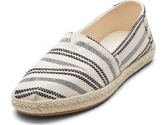 TOMS Alpargata Rope - Women's Shoes : Natural 1 : For information on how TOMS contributes to the community, please visit the Bring on that boho-chic vibe to your basic casual look wearing the TOMS Alpargata Rope Loafers. Soft printed canvas upper. Breathable fabric lining. Canvas footbed with rope wrap midsole. Removable OrthoLite Eco LT Hybrid insole for elevated cushioning and lightweight performance. Slip-on style for easy on/off. Classic round toe silhouette. Man-made outsole. Imported. Meas Beige Woven Espadrilles In Casual Style, Casual Beige Woven Espadrilles, Rope Wrapped, Printed Canvas, The Community, Product Reviews, On Off, Casual Look, Breathable Fabric