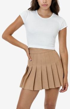 Fitted Pleated Skort For Fall, Solid Color Fitted Pleated Skirt For Fall, Fitted Beige Pleated Bottoms, Fitted Solid Color Pleated Skirt For Fall, Fitted Solid Pleated Skirt For Fall, Beige Fitted Mini Skirt, Fitted Beige Pleated Skort, Beige Fitted Mini Skirt For Fall, Fitted Short Pleated Skirt For Fall