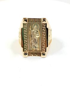 This is custom made Saint Jude ring by your size with 10 k or 14 k gold , you can also request for Santa Muerte or Jesus . ... message me for any questions Gold Rings With Certificate Of Authenticity For Anniversary, Collectible Gold Intaglio Engraved Ring, Collectible Gold Engraved Intaglio Ring, 14k Gold Engraved Ring With Intaglio As Gift, 14k Gold Intaglio Engraved Ring As Gift, 14k Gold Engraved Intaglio Ring As Gift, Luxury Gold Rings With Certificate Of Authenticity, Gold 14k Signet Ring With Intaglio, Gold 14k Intaglio Signet Ring