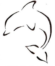 a black and white drawing of a dolphin