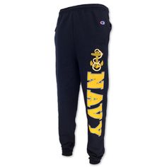 Classic comfort from this iconic brand will make these Navy Champion Fleece Banded Sweatpants your new go-to all season long! 50% cotton/ 50% Polyester31" inseamSide pocketsInside quickcord at waistbandCovered elastic ankleScreen print down left leg Mens Dress Attire, Navy Sister, Navy Pants Men, Mud Rooms, Mens Apparel, Us Marine, Mens Fleece, Winter Clothes, Mens Navy