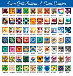 a poster with different patterns and colors for quilts, wall hangings or tablecloths