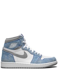 the air jordan 1 mid denim is available in white, blue and grey colorways