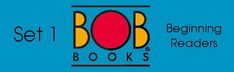 the bob books logo is shown on a blue background with text that reads, set 1 beginning readers