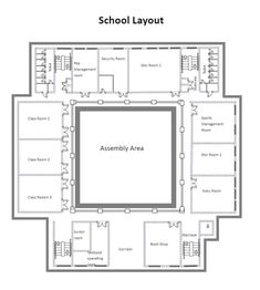 the floor plan for an assembly area at school layout, with stairs and steps leading up to