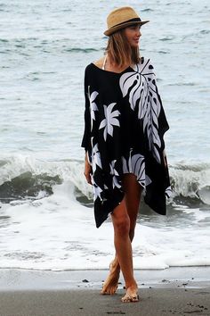 Having a stylish beach cover up is a must! The beautifully printed tunic beach cover up creates a vibrant look. Easy to pull on and easy to pack. Making clothes for the traveling woman. Boho design Lightweight beach dress Semi-Sheer Hand wash in cold water, hang to dry Floral Beach Dresses, Short Poncho, Floral Beach Dress, Womens Beach Dresses, Dress Swimwear, Poncho Dress, Kaftan Top, Dress Kaftan, Beach Coverup Dress