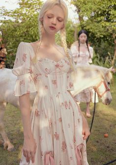 Rose's Smile Corset Dress Ⅱ - LaceMade Rosé Smile, Flowers Transparent, French Dress, Dress Shapes, Corset Dress, Rococo, Sleeve Designs, Summer Wear, Look Fashion