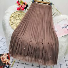 Mesh Skirts, Velvet Pleated Skirt, High Waist Long Skirt, Wear Pearls, Womens Prom Dresses, Skirt And Sneakers, Skirts Women, Pleated Skirts