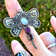 Brand New Handmade Rainbow Moonstone, Amethyst And Smoky Topaz Silver Dragonfly Ring. Size 7.25 925 Stamped New To Poshmark? Use Referral Code Kimberlyn222 To Receive $10. Bohemian Handmade Sterling Silver Butterfly Ring, Handmade Bohemian Sterling Silver Butterfly Ring, Sterling Silver Butterfly Ring With Gemstone For Gift, Bohemian Butterfly Ring For Gift, Bohemian Amethyst Ring With Gemstone Accents As Gift, Bohemian Butterfly Ring As A Gift, Bohemian Butterfly Ring As Gift, Bohemian Amethyst Ring With Gemstone Accents, Dragonfly Ring