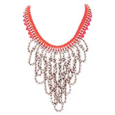 VANESSA ARIZAGA neon orange rope clear crystal chandelier short necklace Reference: AAWC/A01044 Brand: Vanessa Arizaga Material: Metal, Fabric Color: Orange, Clear Pattern: Crystals Closure: Lobster Clasp Lining: Orange Fabric CONDITION: Condition: Excellent, this item was pre-owned and is in excellent condition. This Vanessa Arizaga item is authentic. Necklace Reference, Metal Fabric, Orange Fabric, Multi Strand Necklace, Short Necklace, Neon Orange, Multi Strand, Crystal Chandelier, Clear Crystal