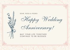 a wedding anniversary card with flowers on it