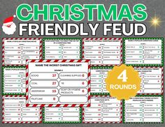 the christmas friendly fud game is shown in green and red