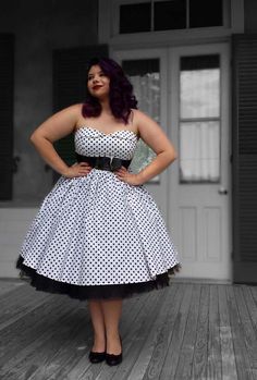 Plus Size Sock Hop, Pinup Style Clothing Plus Size, 50s Plus Size Costume, Plus Size Pinup Poses, 50s Rockabilly Fashion, Polka Dot Pinup Dress For Summer, Rock N Roll Dress