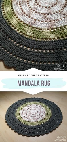 a crocheted rug is shown with the words, free crochet pattern