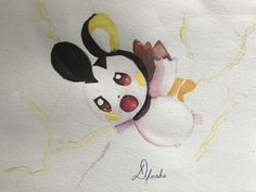 a watercolor drawing of a cartoon character