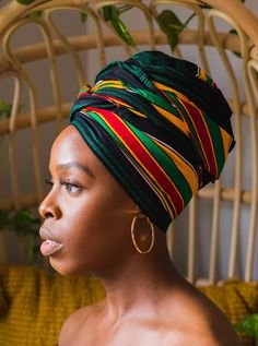 Size: 22" x 70" Material: Cotton Imported from Monrovia, Liberia Named by: @chershandmade Monrovia Liberia, Headwrap Hairstyles, Ankara Headwrap, African Hair Wrap, African Accessories, Head Wrap Styles, Hair Wrap Scarf, Hair Scarf Styles, African Models