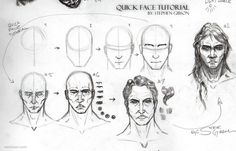 a bunch of sketches of different facial expressions and hair styles for the character's head