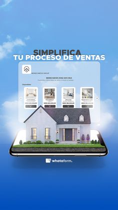 a house on top of a cell phone with the caption simplifica tu proceso de ventas