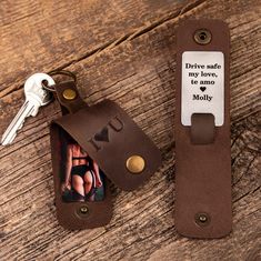 a keychain with a photo attached to it